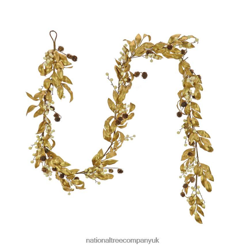 Greenery | National Tree Company 9 ft HGTV Home Collection Metallic Gold Laurel Garland F2L4F413